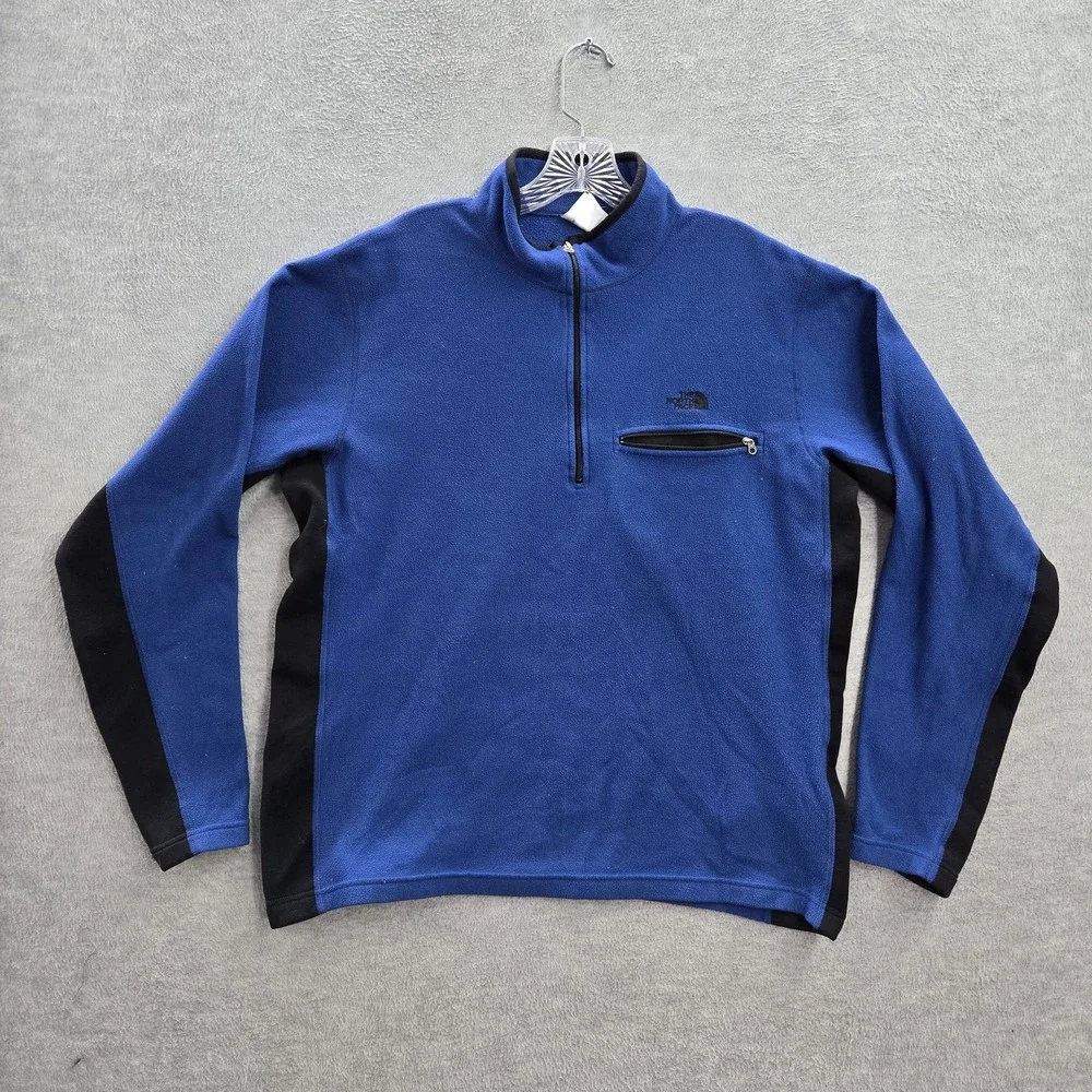 The North Face Men Sweatshirt XL‎ Blue Nylon Blend Polartec Embroidery Fleece